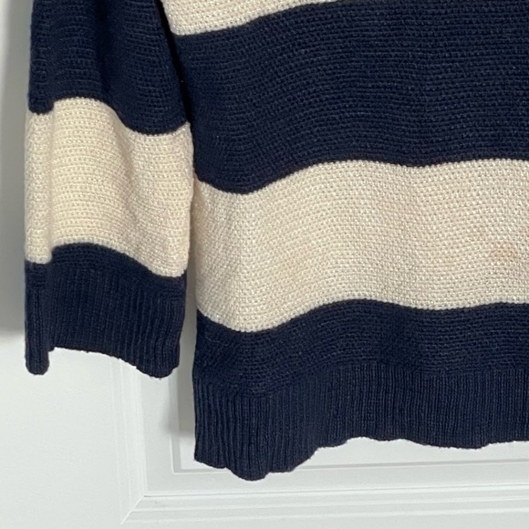 St. John Sweater yellow label striped sweater wool viscose 35478 - Picture 11 of 12